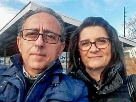 Maddalena and Salvatore smiling together outdoors